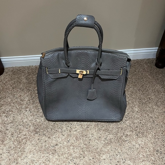 KC JAGGER Luxury Travel Gray Rolling Croc-Embossed Texture PU Leather Bag Carry - Picture 4 of 14